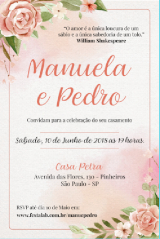 Convite de casamento rosas