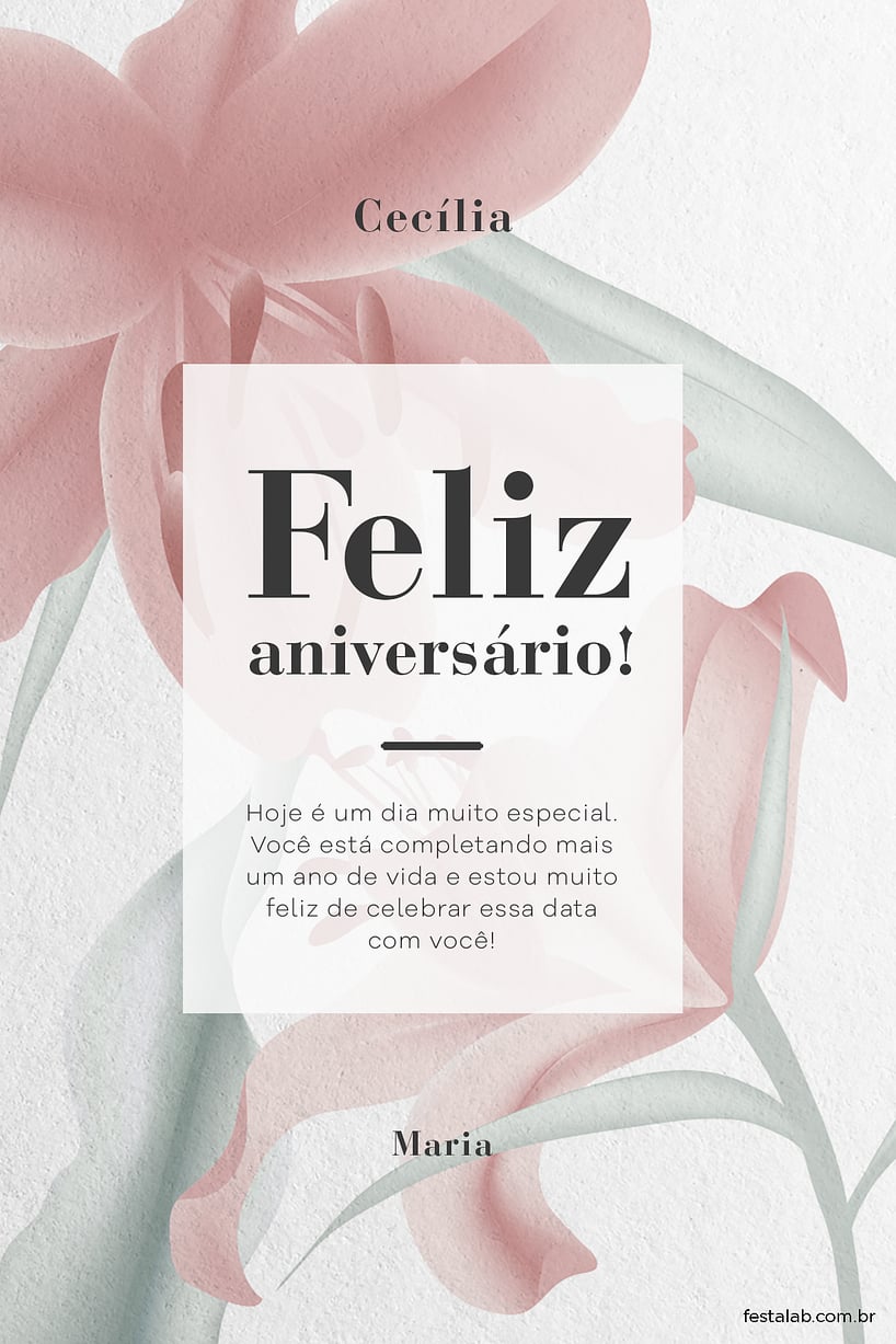 Cartao de Aniversario Adulto - Flores