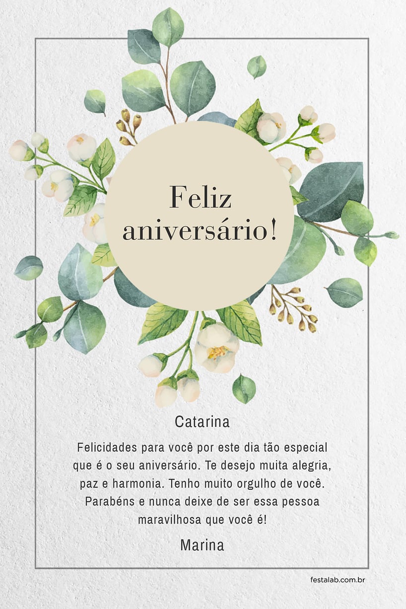 Cartao de Aniversario Adulto - Folhas