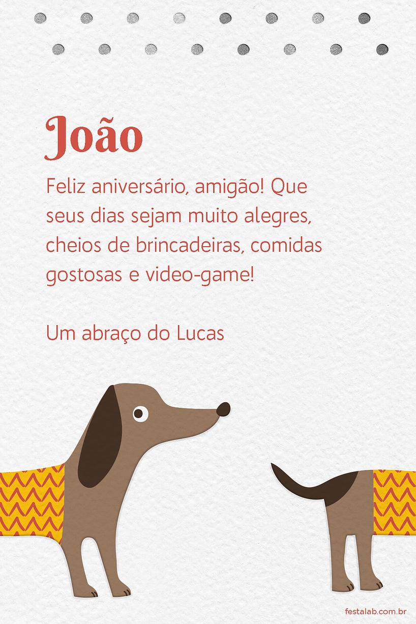 Crie seu Cartão de Aniversário - Cachorro Marrom com a Festalab