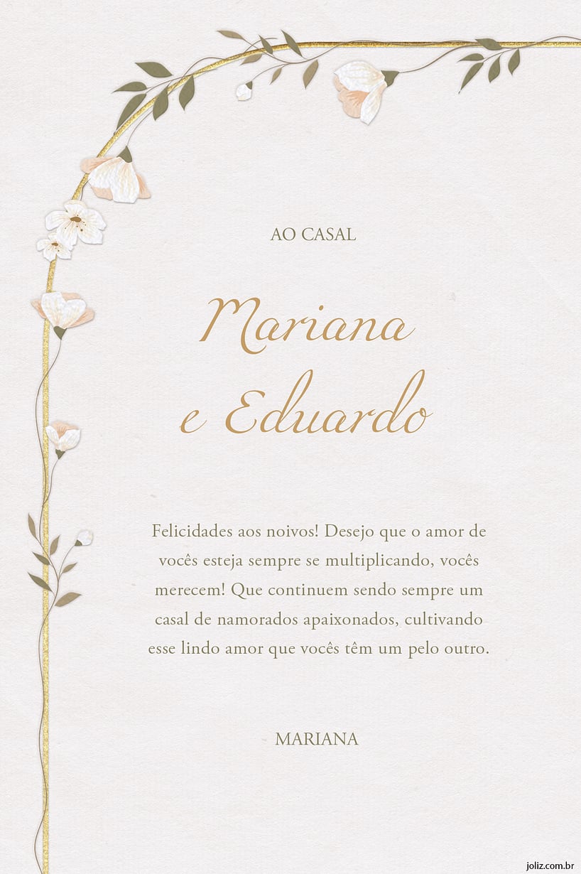 Cartao de Casamento - Arranjo em pessego