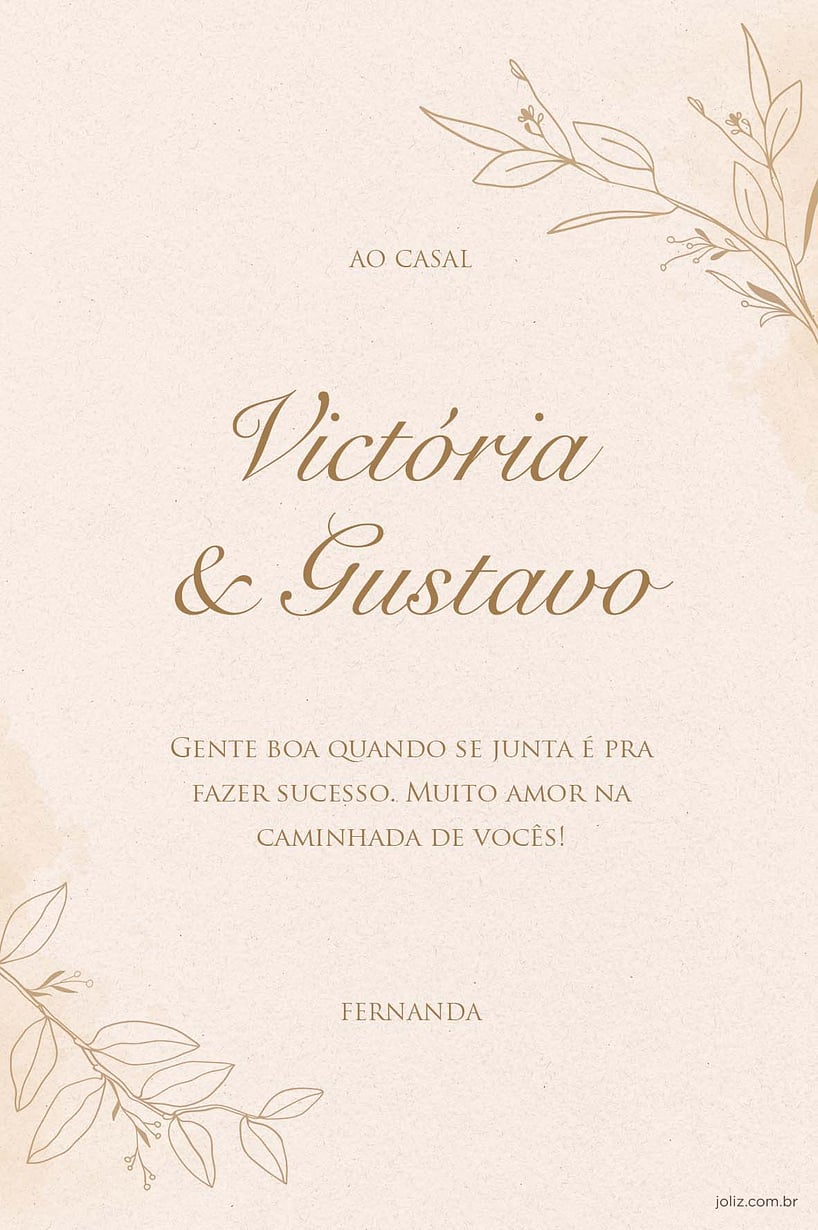 Cartao de Casamento - Floral pessego