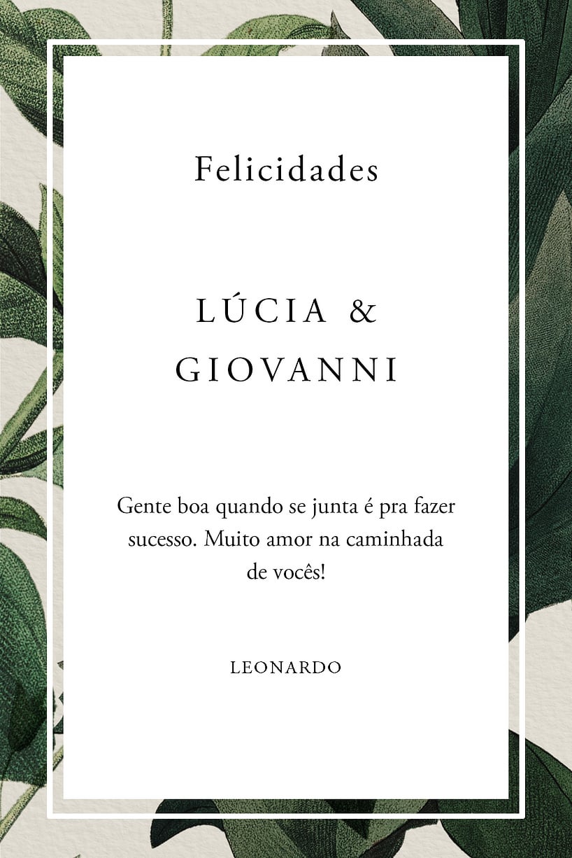 Crie seu Cartão de Casamento - Floral Verde com a Festalab