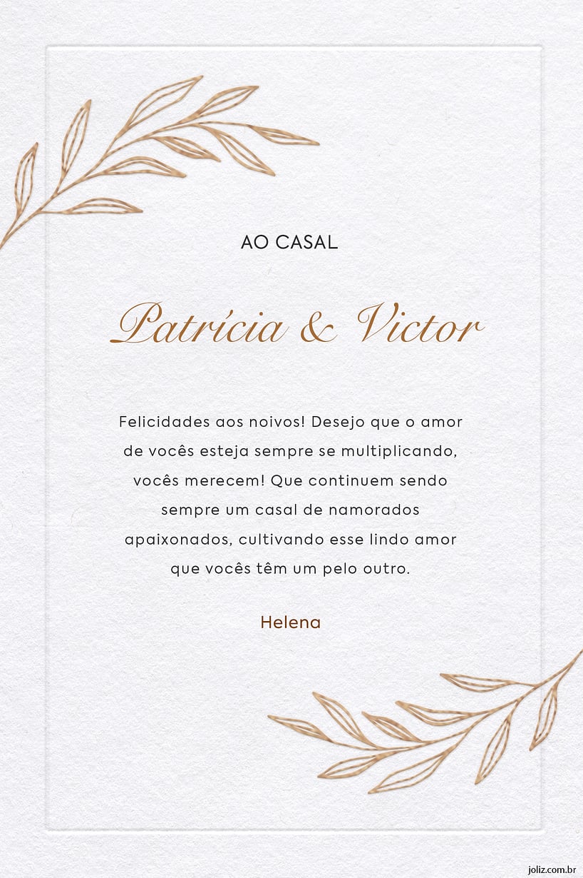 Cartao de Casamento - Folhas Douradas