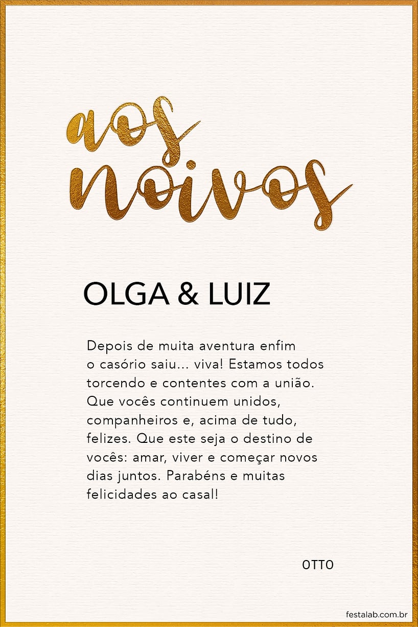 Cartao de Casamento - Gold