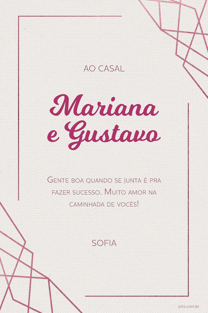 Cartao de Casamento - Linha rosa chiclete