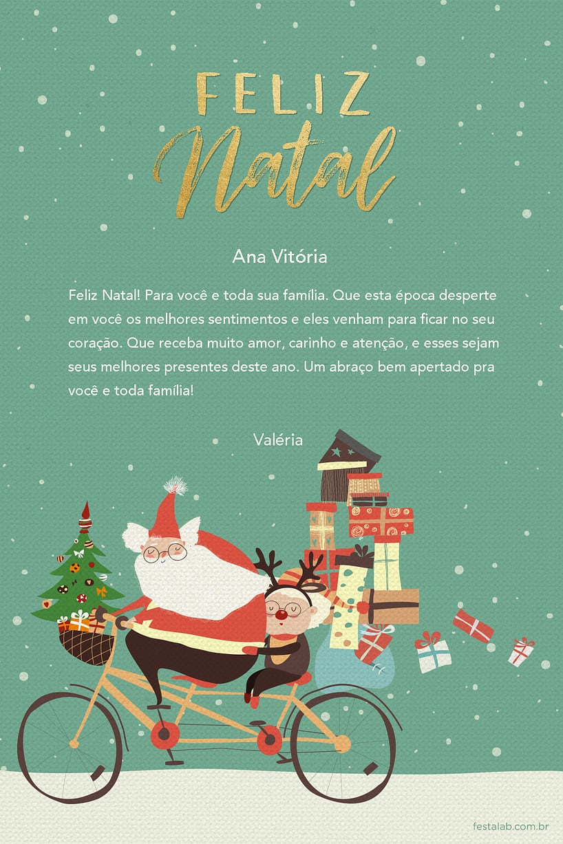 Cartao de Ocasioes especiais - Papai Noel Ciclista