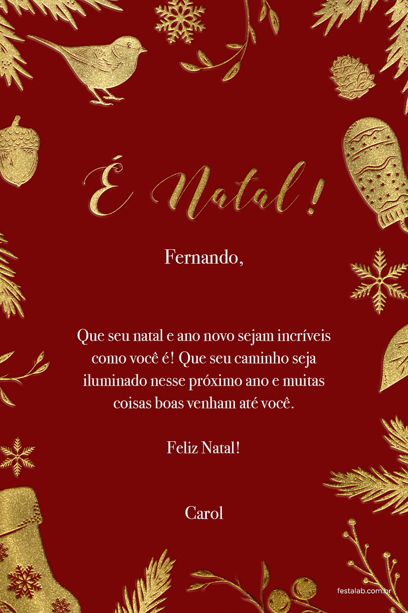 Crie seu Cartão de Ocasiões especiais - Vermelho e Dourado com a Festalab