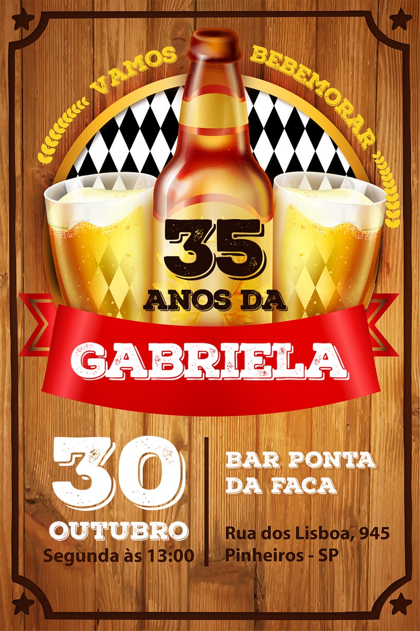 Convite de Aniversario Adulto - Boteco Cerveja