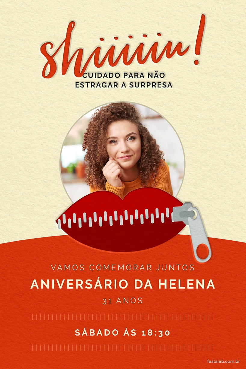 Criar convite de aniversário - Festa Surpresa cor vermelha| FestaLab