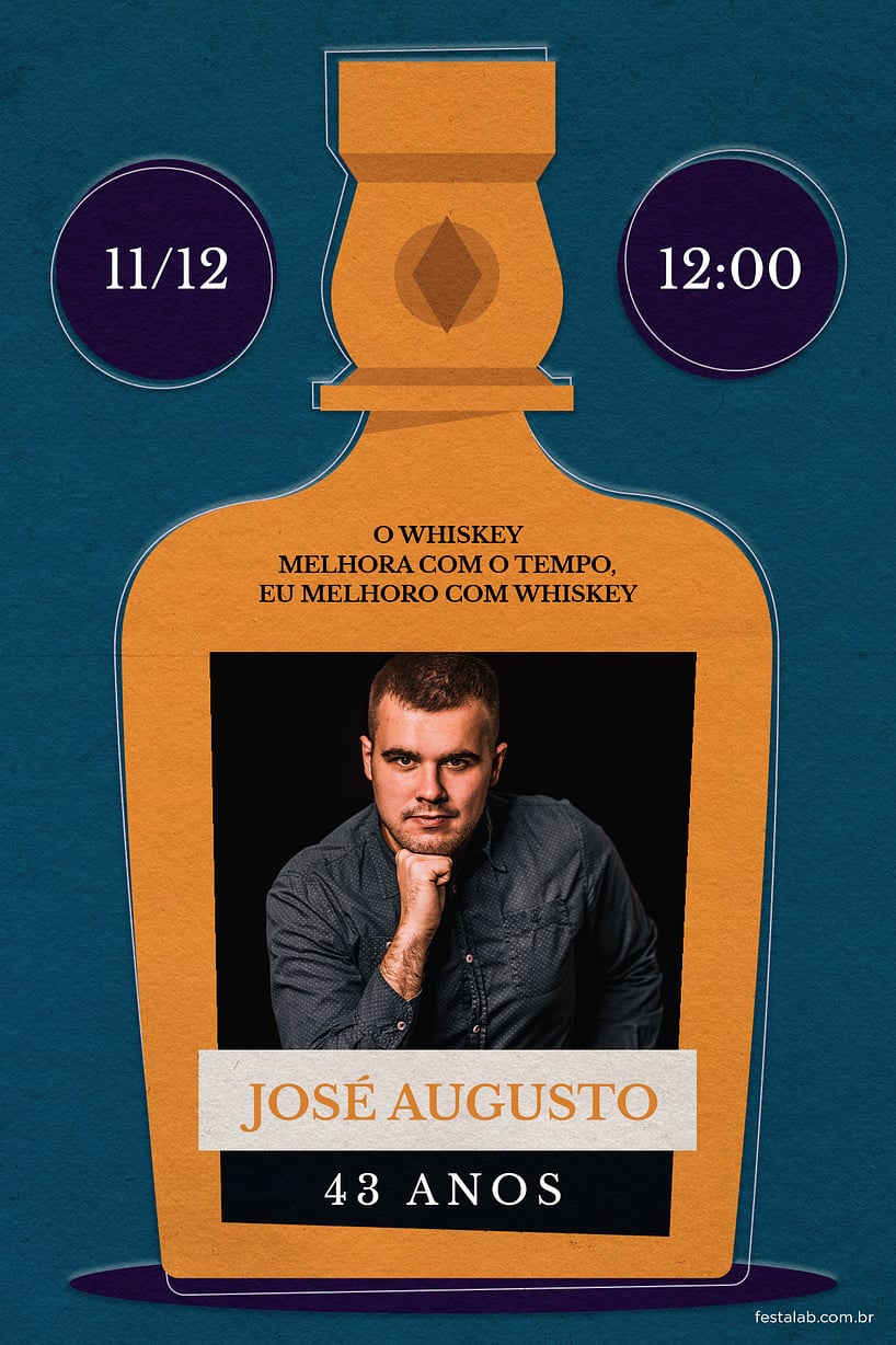 Convite de Aniversario Adulto - Whisky