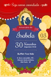 Convite de Aniversario - A Bela e a Fera