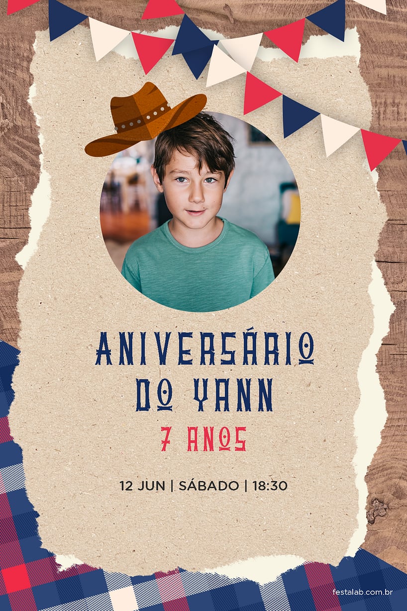 Convite de Aniversario - Cowboy