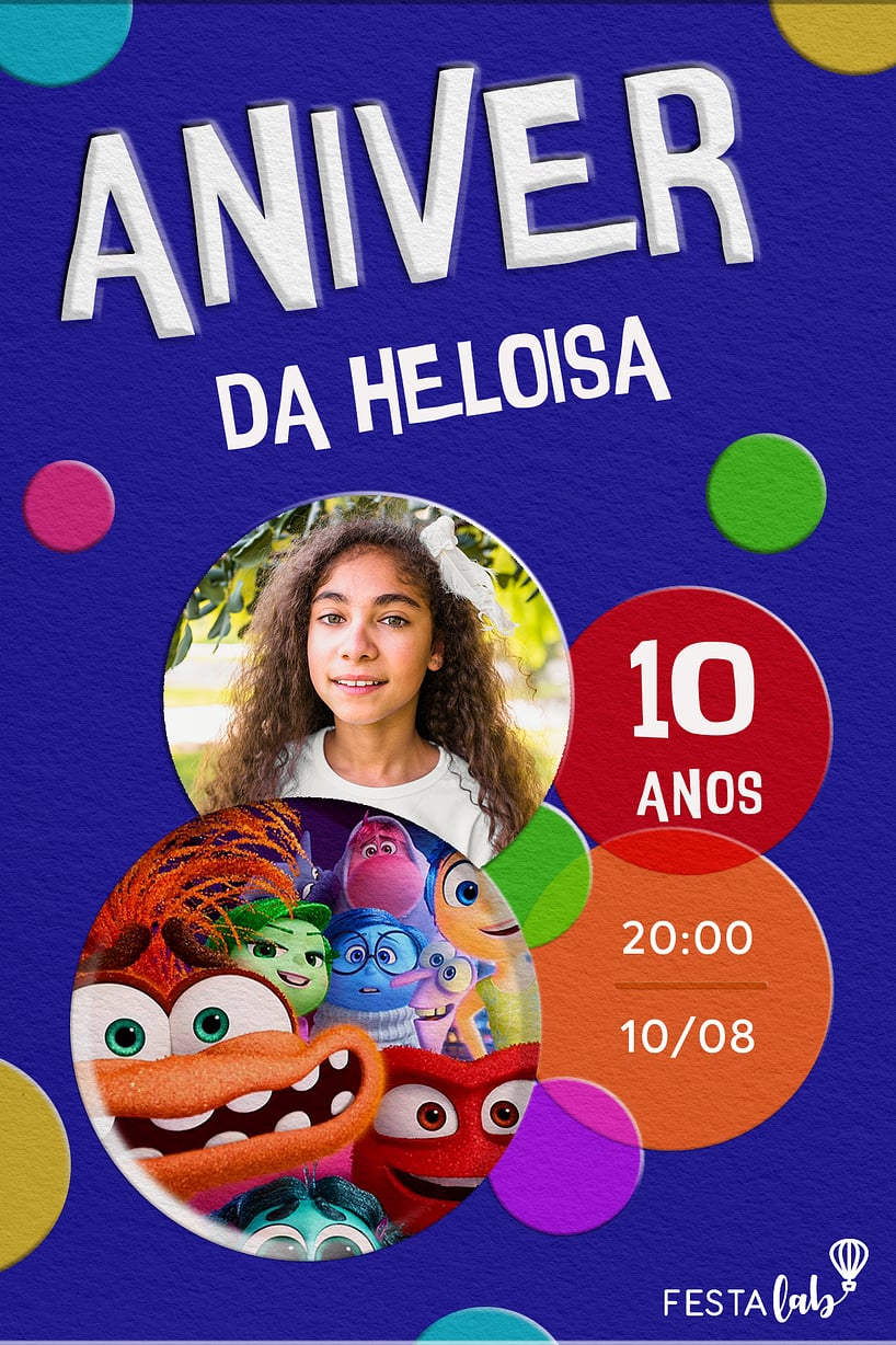 Criar convite de aniversário - Divertida mente| FestaLab