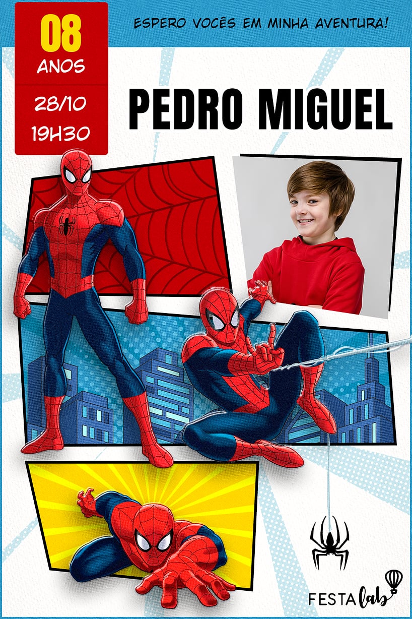 Convite de Aniversario - Homem Aranha HQ