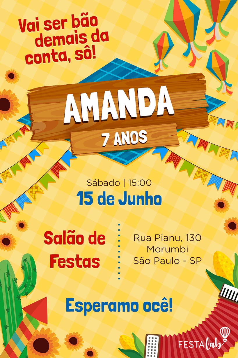 Convite de Aniversario - Festa Junina