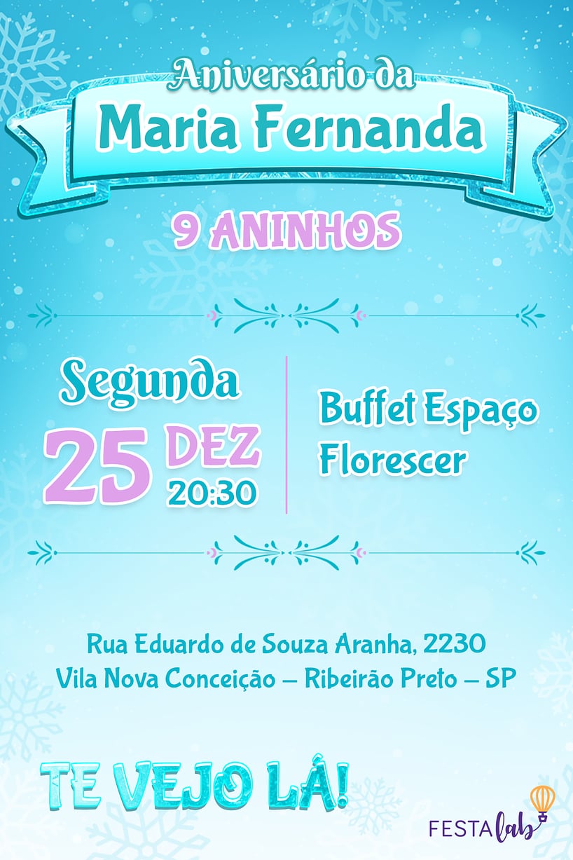 Criar convite de aniversário - Frozen| FestaLab