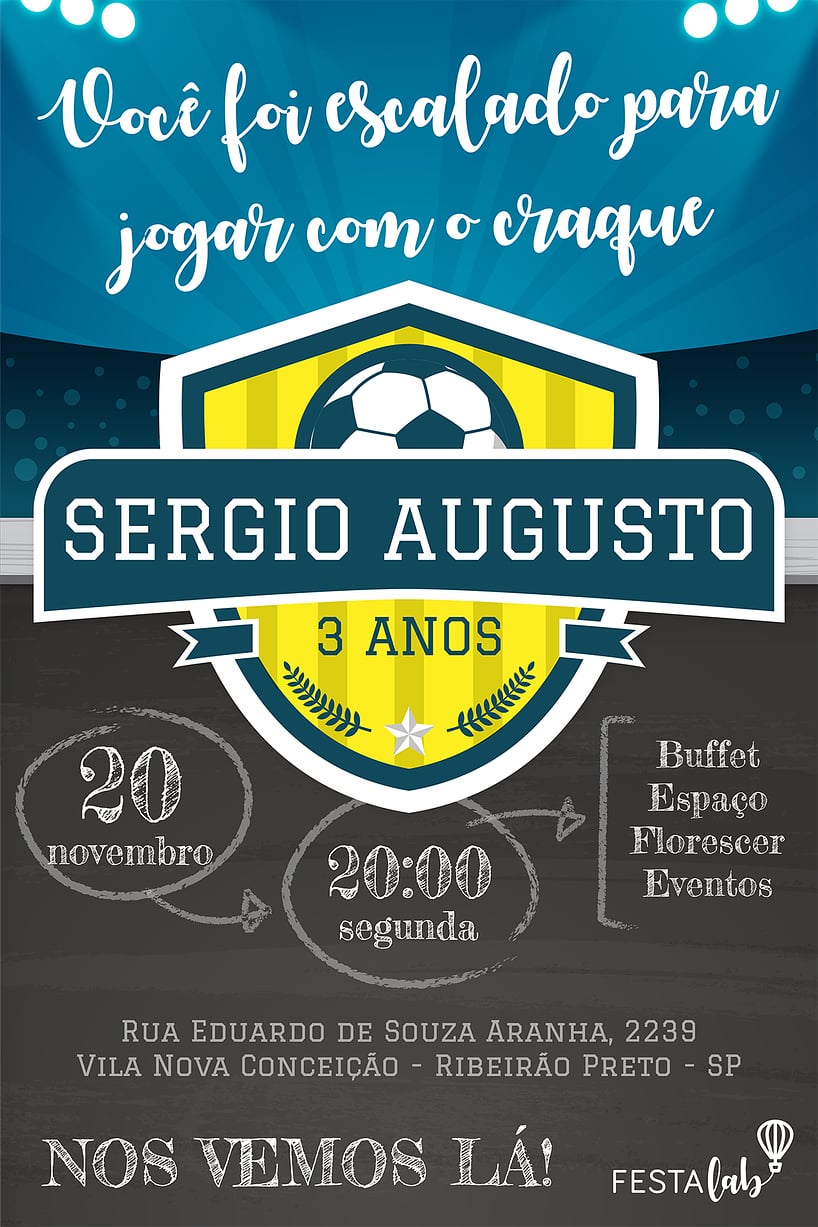 Convite de Aniversario - Futebol