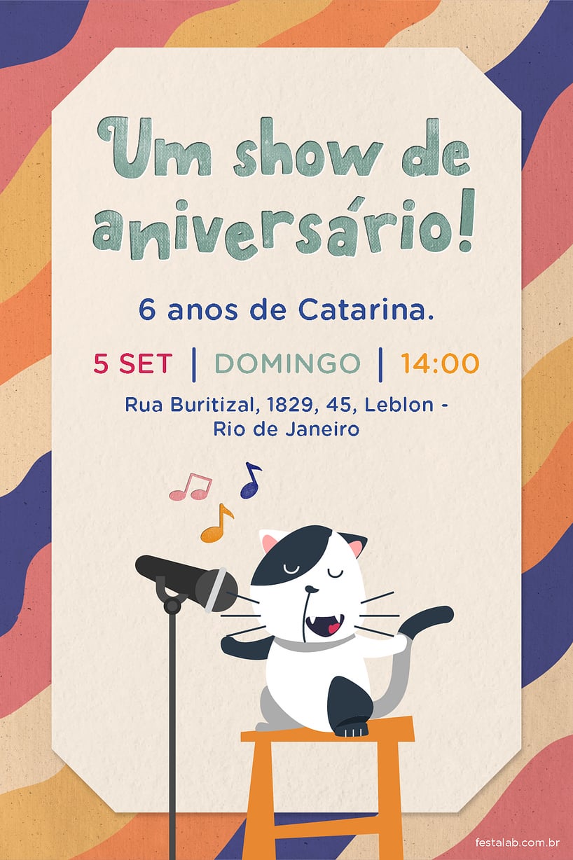 Criar convite de aniversário - Gatinho| FestaLab