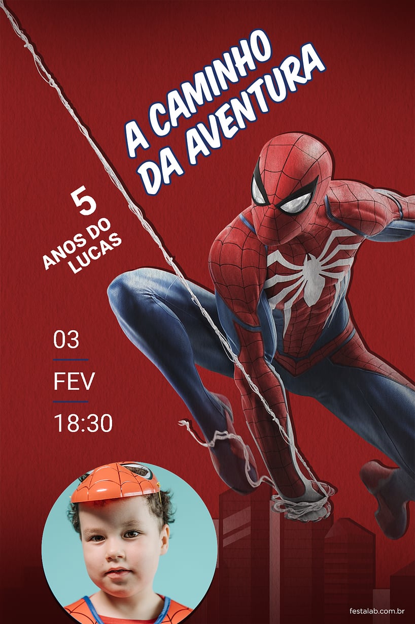 Convite de Aniversario - Homem aranha em acao