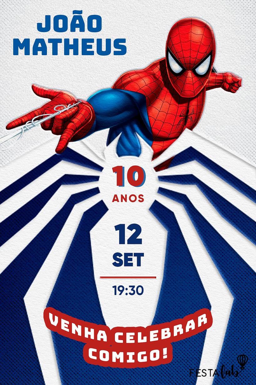 Convite de Aniversario - Homem Aranha em Combate