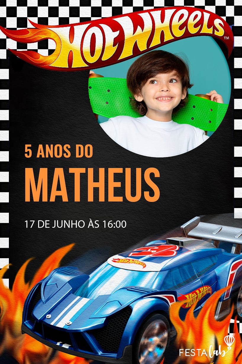 Convite de Aniversario - Hotwheels