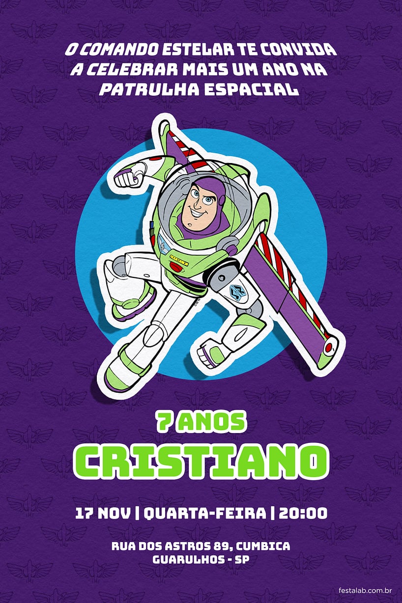 Criar convite de aniversário - Lightyear| FestaLab