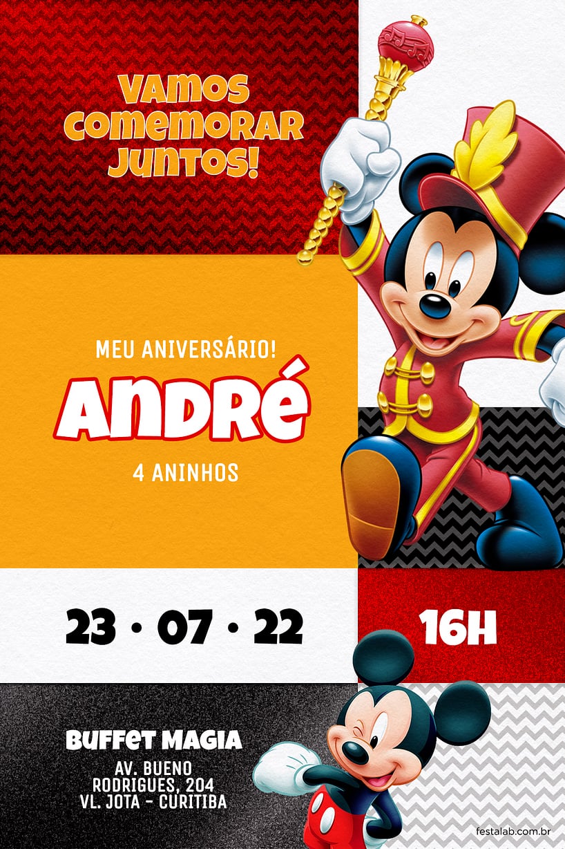 Convite de Aniversario - Mickey Instrumental