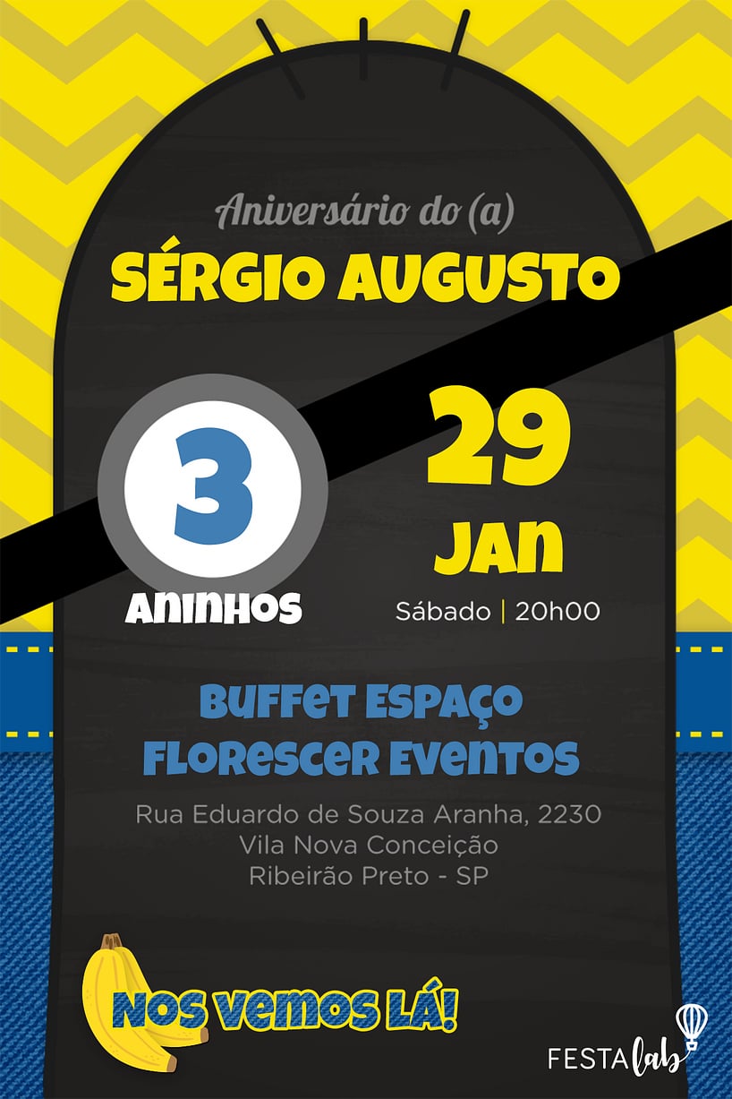 Convite de Aniversario - Minions