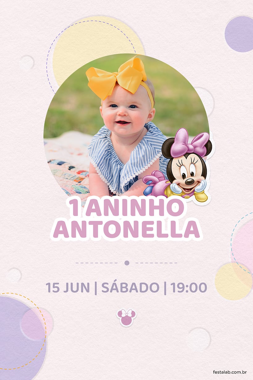 Criar convite de aniversário - Minnie Baby| FestaLab