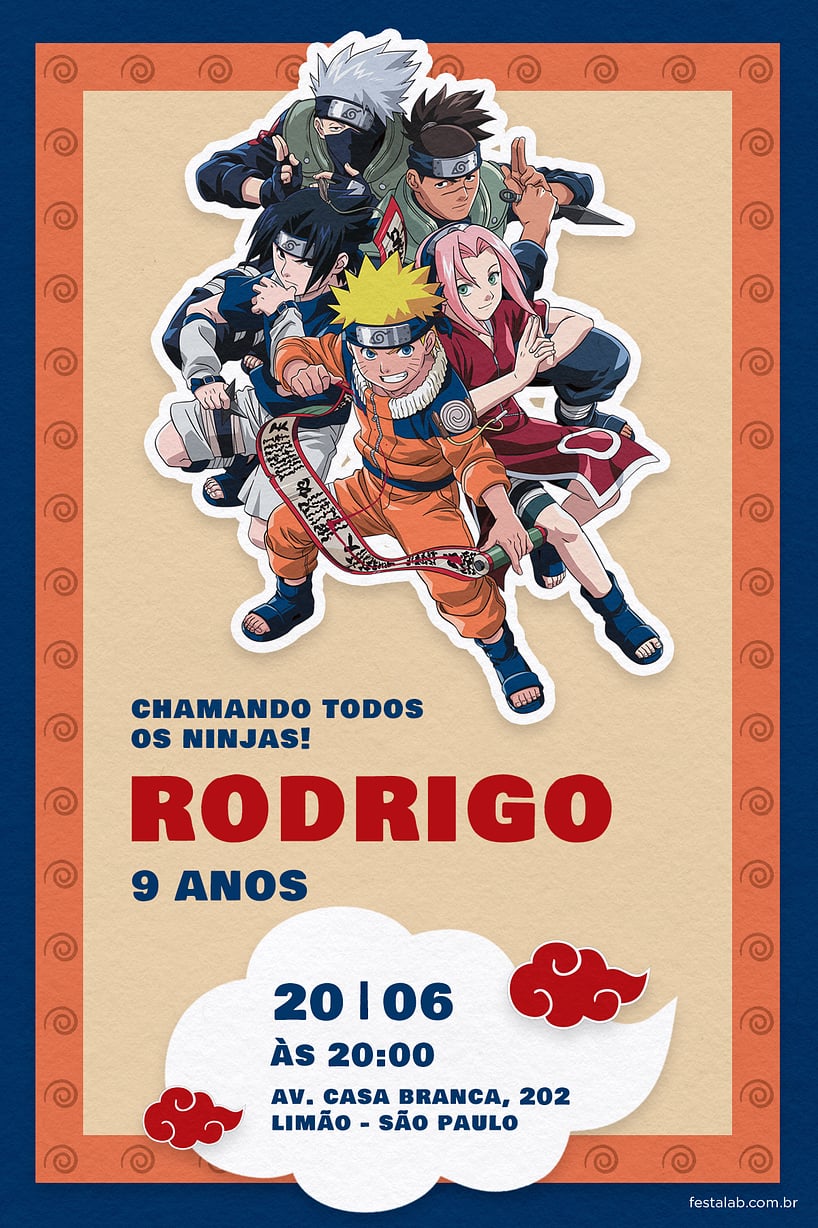 Criar convite de aniversário - Naruto| FestaLab