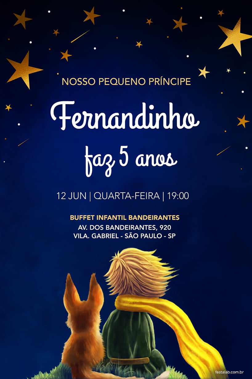 Convite de Aniversario - Pequeno Principe