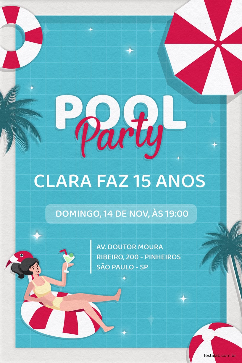 Convite de Aniversario - Verao