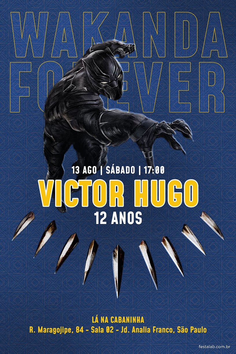 Criar convite de aniversário - Wakanda Forever| FestaLab