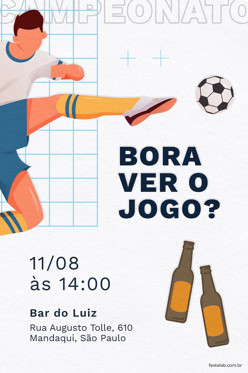 Criar convite de Ocasiões especiais - Bora ver o jogo?| FestaLab