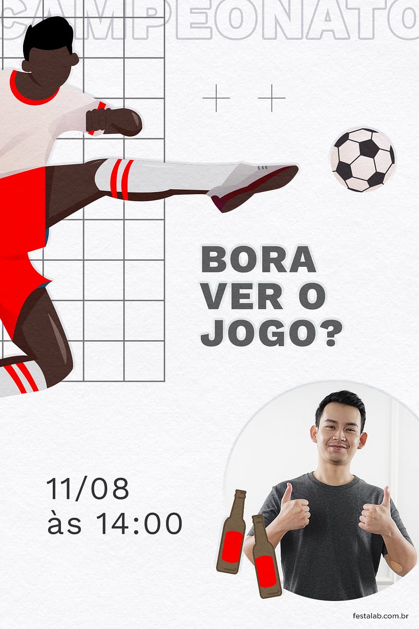 Criar convite de Ocasiões especiais - Bora ver o jogo? Vermelho| FestaLab