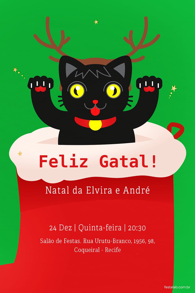 Criar convite de Ocasiões especiais - Feliz Gatal| FestaLab