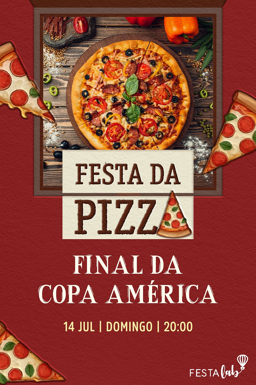 Criar convite de Ocasiões especiais - Festa da Pizza| FestaLab