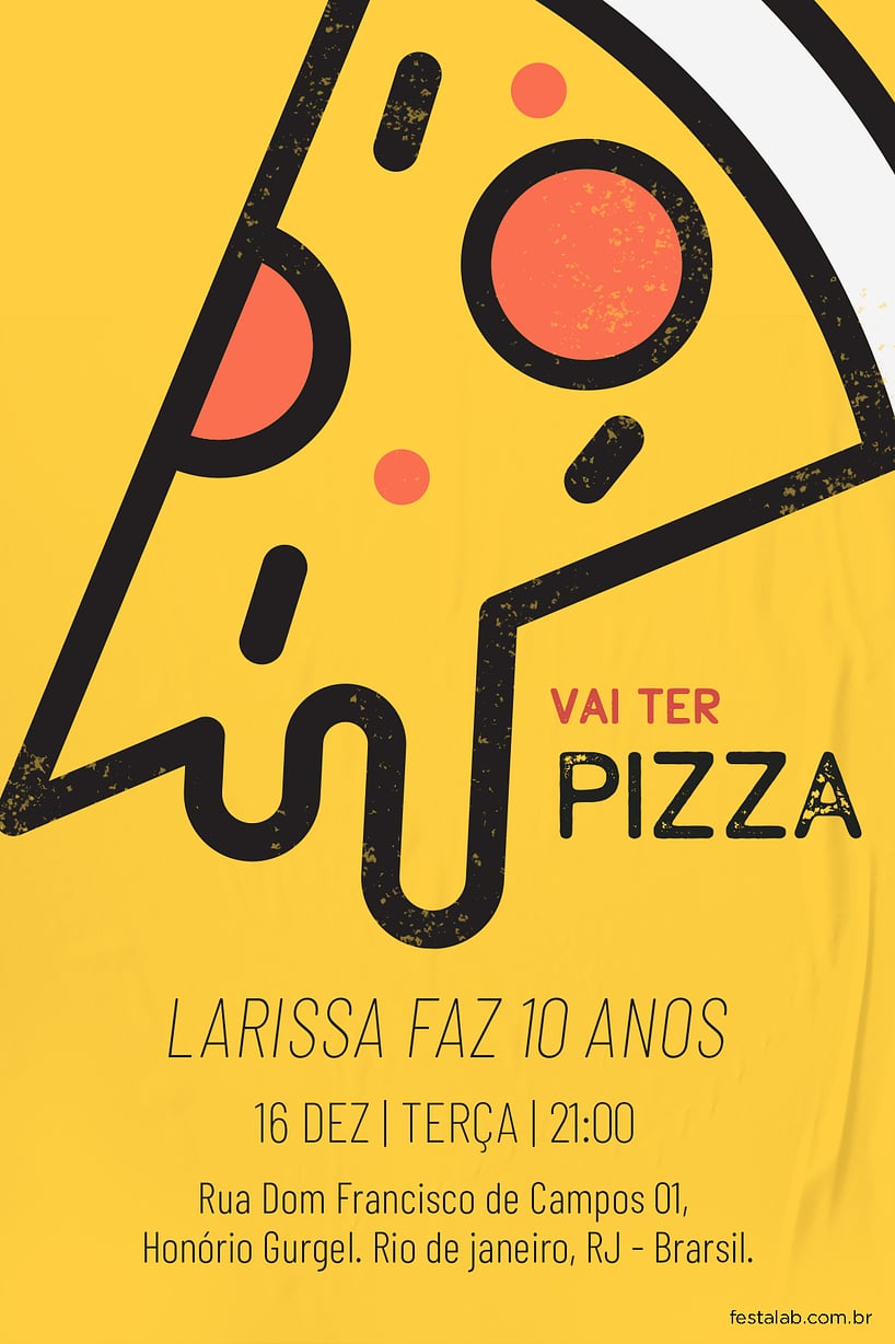 Criar convite de Ocasiões especiais - Pizza Fun| FestaLab