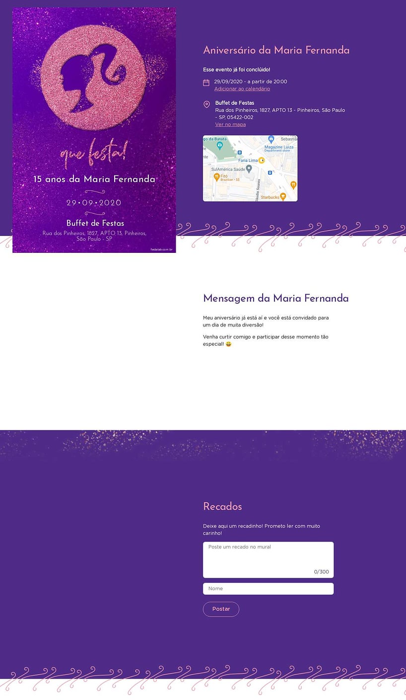 Vibe de Aniversario - Barbie fundo roxo